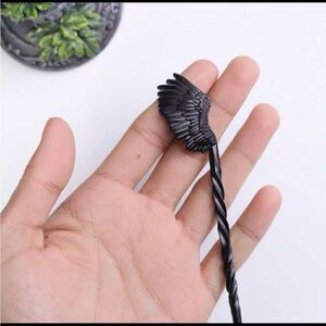 Gothic Black Raven Hair Pin, Engraved details, heavy duty, Unique
